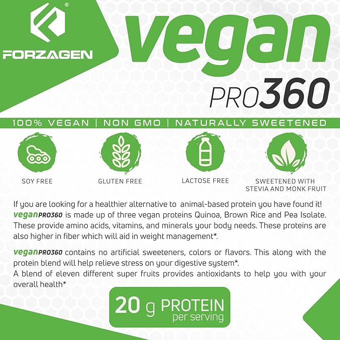 Forzagen Vegan Protein 360 2 Lbs 27 Servings,