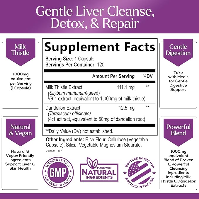 Nature's Milk Thistle 1000mg 120 Capsules