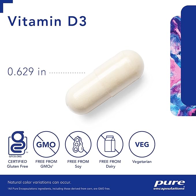 Pure Encapsulations Vitamin D3 250 mcg (10,000 IU) 120 Capsules