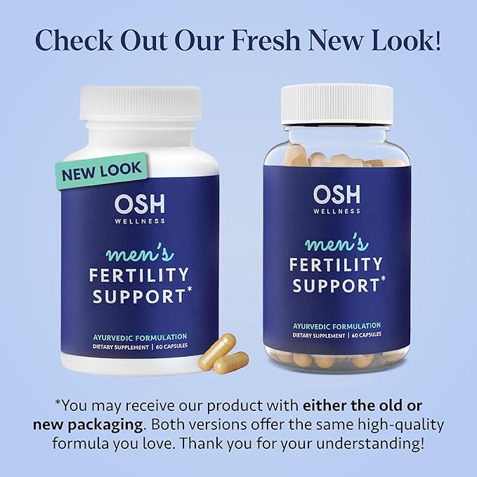 Ayurvedic Men's Fertility Support - Optimal Sperm Health, Quality, Volume, & Motility - Male Fertility Supplements with Ashwagandha, Mucuna, Maca, Shatavari, CoQ10 & Zinc Vegan 60 Count - OSH Wellness