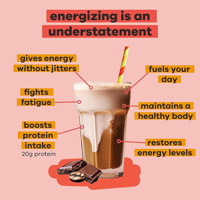 basd Energizing Protein, Mocha Shake 20g Protein, 20 Servings, 100mg Caffeine, 512g Tub