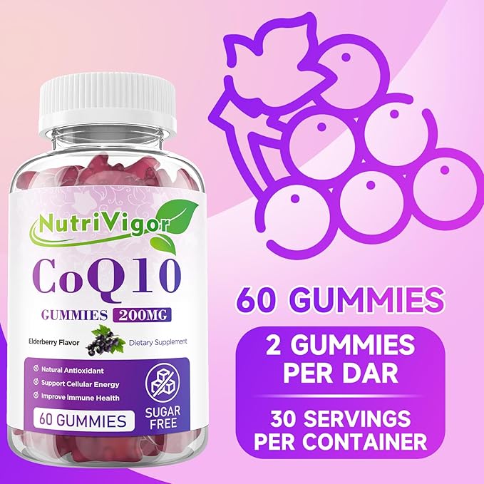 CoQ10 Gummies, Coenzyme Q10 Supplement 200 CoQ10 Supplement 60 Count