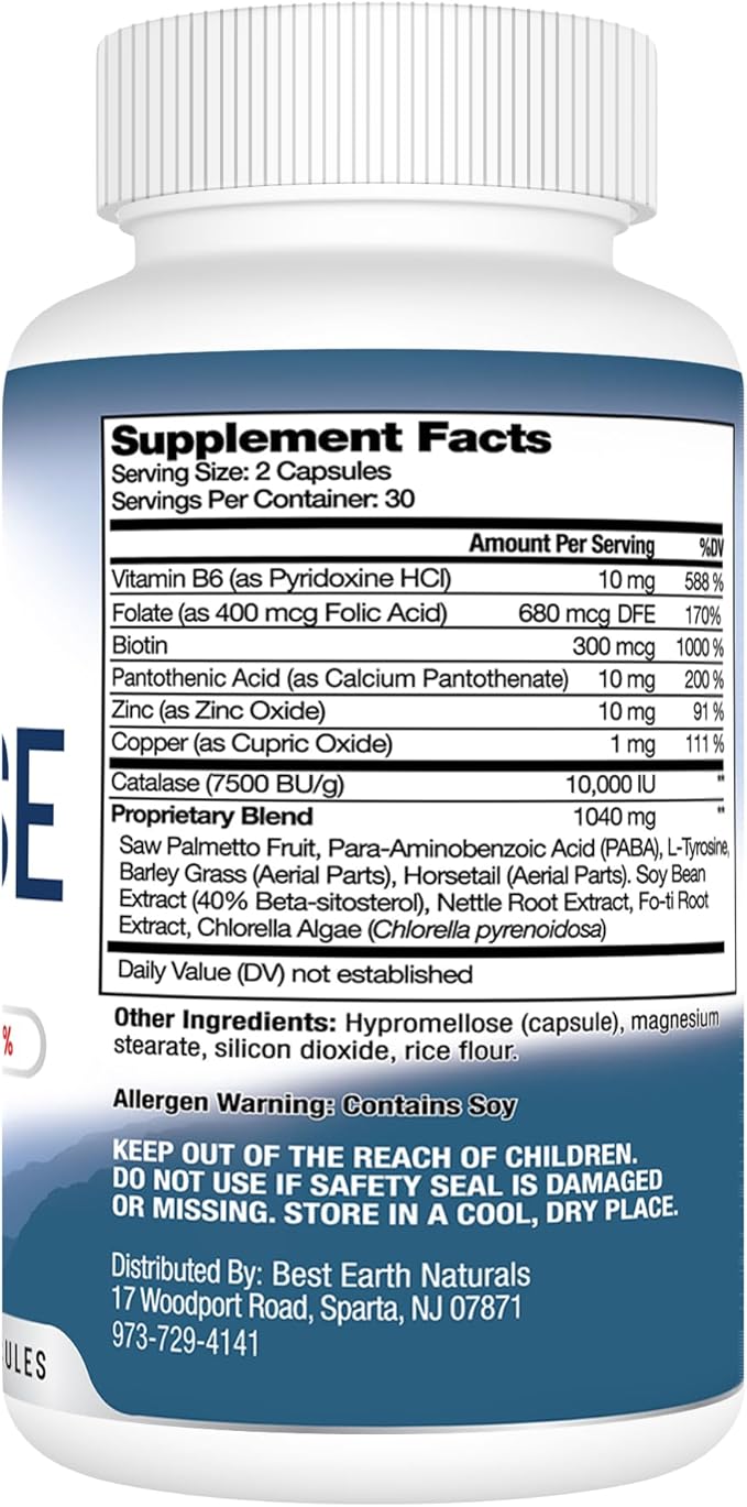 Catalase Supplement 10,000 with Saw Palmetto, 60 Capsules