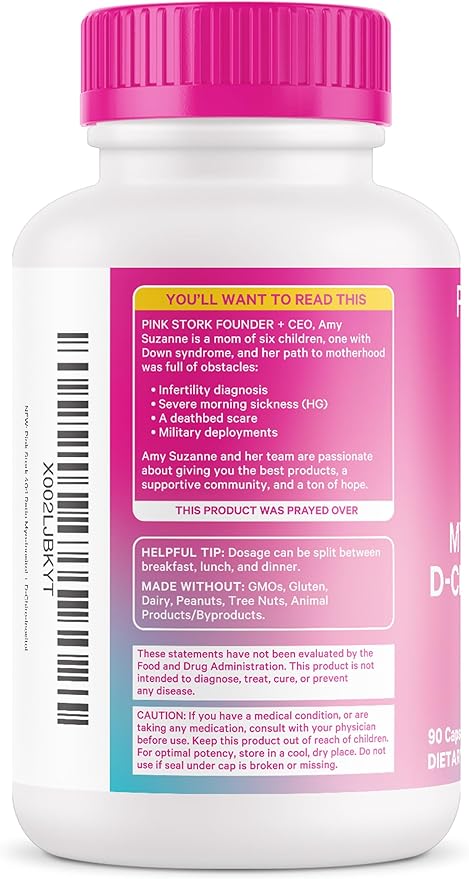 Pink Stork Myo-Inositol & D-Chiro Inositol Supplement - Hormonal Balance for Women - Ovarian Support - 40:1 Ratio - Fertility Supplements for Women - 90 Capsules, 1 Month Supply