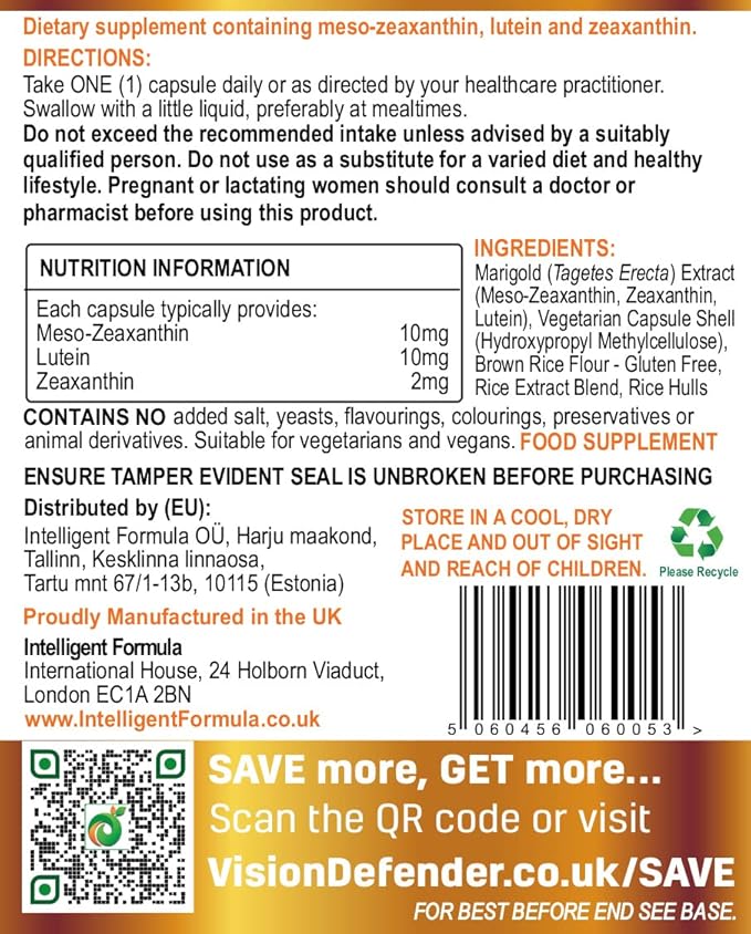 Vision Defender Lutein, Zeaxanthin & Meso-Zeaxanthin (90 capsules/One-A-Day)