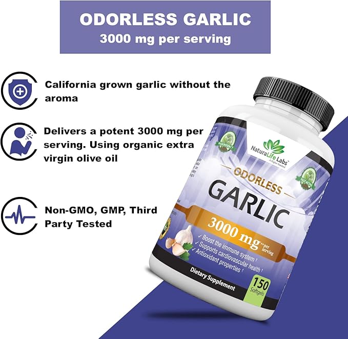 Odorless Pure Garlic 3000 mg per 150 Soft