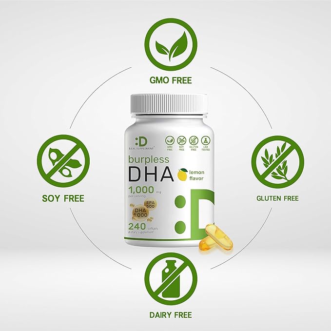 DHA Supplements | 240 Softgels, Burpless, 1000mg + 500mg, Wild