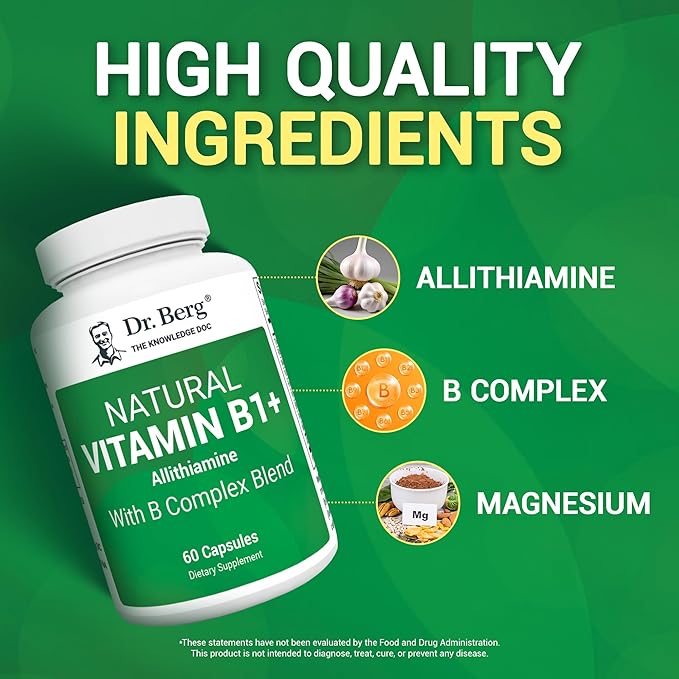 Dr. Berg Natural Vitamin B1 B6 B12 Complex B1 Supplement 8 Essential 60 Capsules