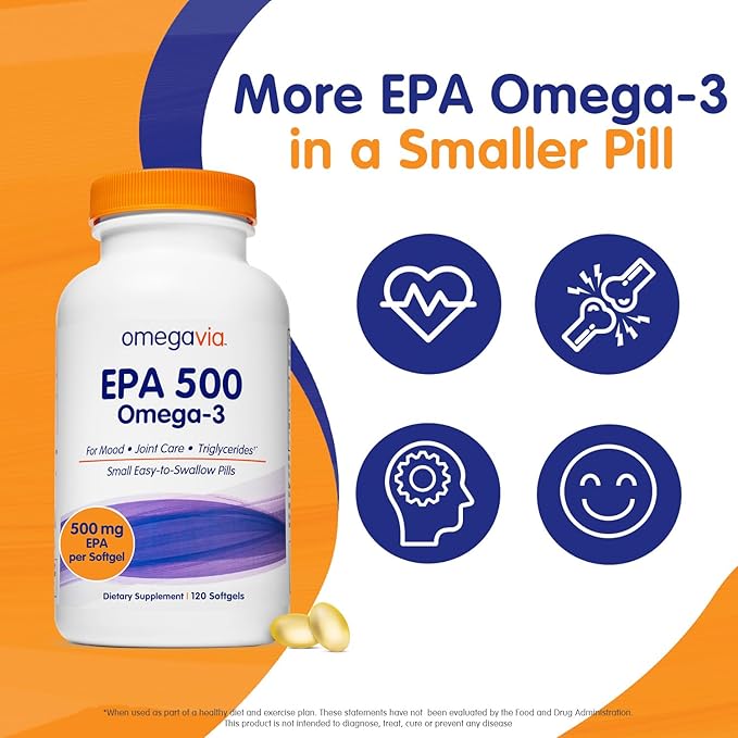 OmegaVia EPA 500, Purified Omega 3 500 mg 5-Star, 120 120 ct