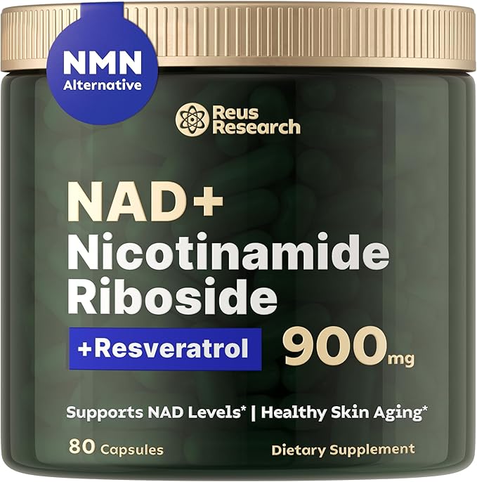 Reus Research NMN Supplement Alternative - Liposomal Nicotinamide Riboside w/Resveratrol & Quercetin - High Purity NAD Supplement for Anti-Aging, Energy, Focus - 80 Capsules