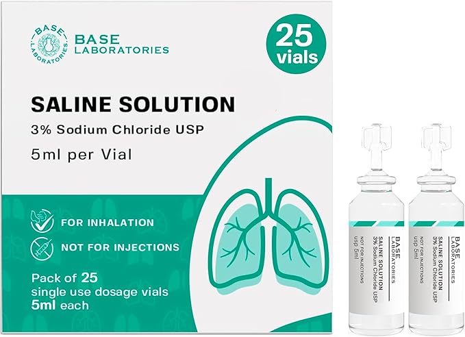 BASE LABORATORIES 3% Saline Solution 3% Concentration 25 Vials 5ml Unit