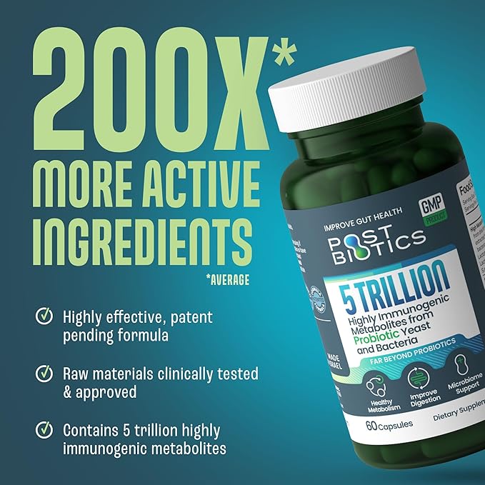 NAVEH PHARMA Adult Postbiotics Capsules for Women & Men | Postbiotics for Gut Health with 200X Ingredients Than Probiotic & Prebiotic | Support: Immunity, Digestion, Microbiome & Metabolism