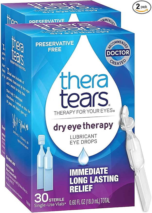 TheraTears Dry Eye Therapy Eye Drops 30 Vials, 2 Pack
