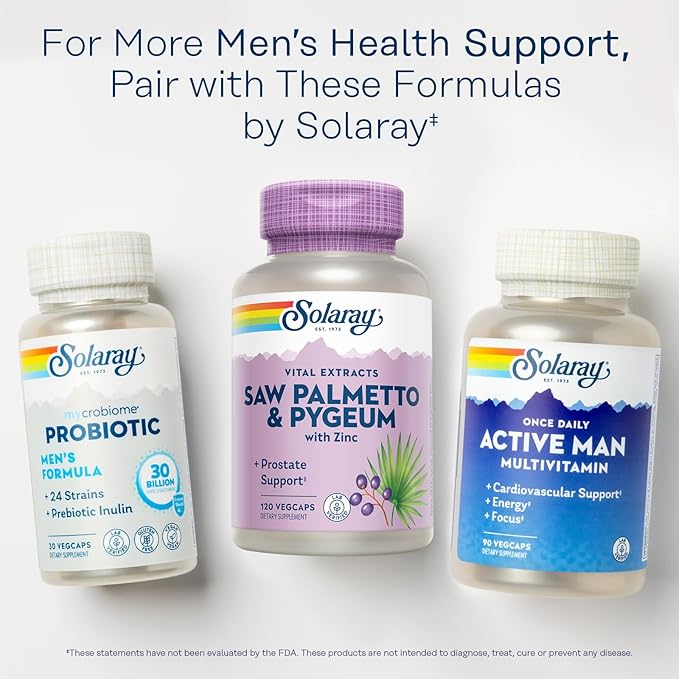 SOLARAY Saw Palmetto and Pygeum B6, Pumpkin (120 VegCaps)