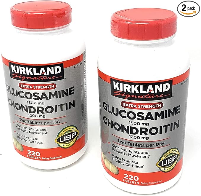 TZWK Kirkland Signature Extra Strength Glucosamine 1500mg/Chondroitin 1200mg 1200mg Sulfate 220 Tablets 2)