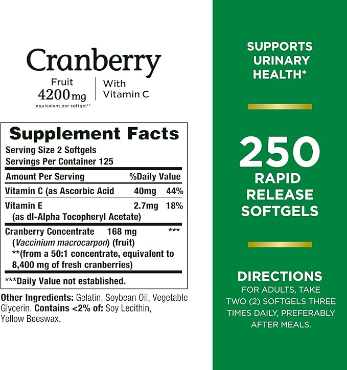 Nature's Bounty Cranberry 4200mg With Vitamin 250 Rapid