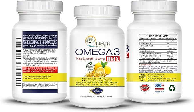 Fish Oil Omega-3 **Maximum Strength 1500mg (800 EPA/600 EPA/600 Dha)