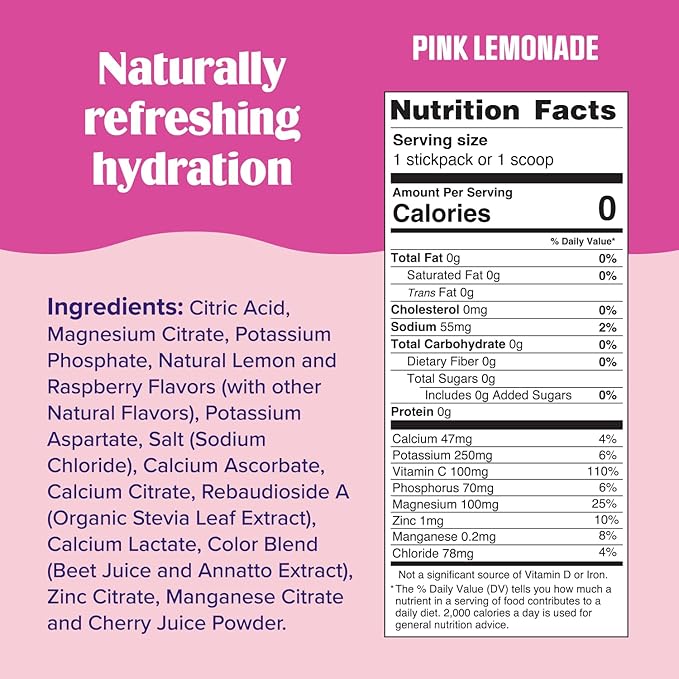 Ultima Replenisher Daily Electrolyte Powder Drink Mix – Pink Lemonade, 20 Stickpacks – Hydration Packets with 6 Electrolytes and Trace Minerals – Keto Friendly, Vegan, Non-GMO and Sugar-Free