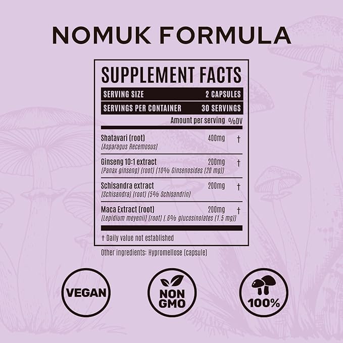 Woman Hormo Balance, Shatavari for PMS, Schisandra, Maca and Ginseng, adaptogenic Roots, Mushroom Extract for Women's Health, 60 Capsules