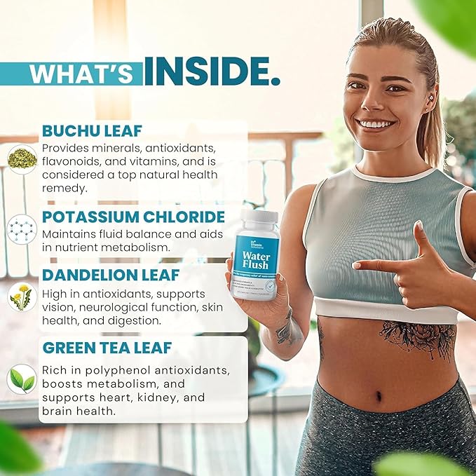 DR VITAMIN SOLUTIONS Diuretic Water Pills for Weight Control - Instant Relief from Bloat and Swelling - Green Tea, Cranberry, Dandelion Leaf Extract - Water Retention Pills for Women & Men, 120 Caps