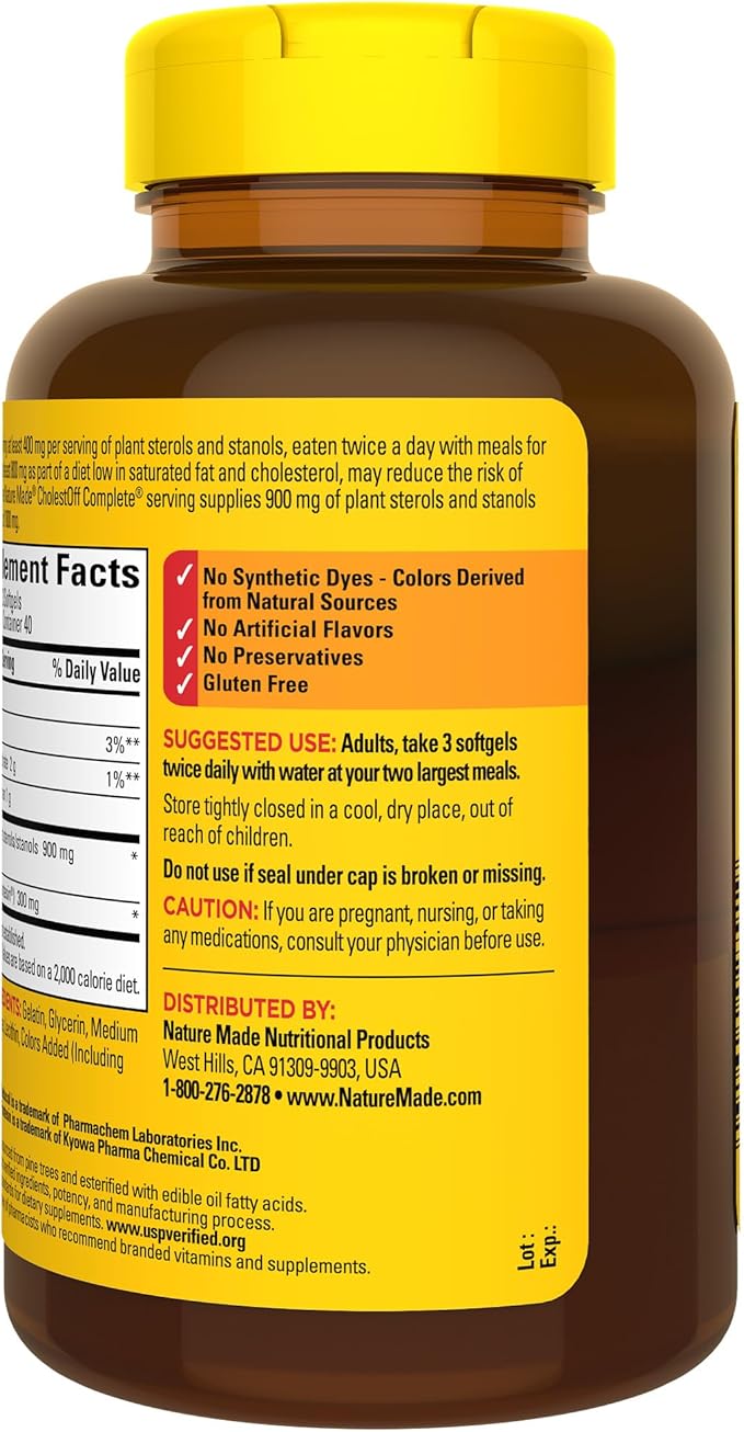 Nature Made CholestOff Complete, Dietary Supplement 120 Softgels, 20 Day