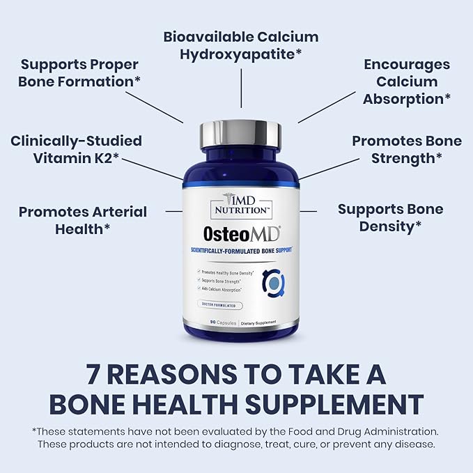 1MD Nutrition OsteoMD for Comprehensive Bone Support D3 & K2 | 180 Capsules (2-Pack)