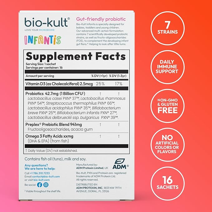 Bio-Kult Infantis Probiotic Daily Supplement with 7 Gut-Friendly Probiotic Strains – 16 Sachets
