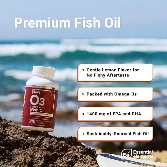 Essential Elements Omega-3 Fish Oil Supplement Omega-3 Fish 120 Softgels (2-Pack)