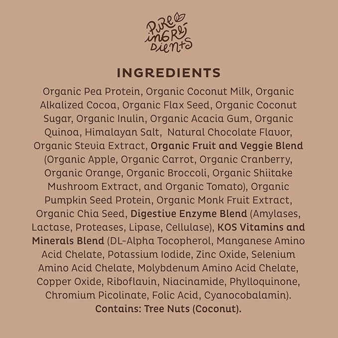 KOS Plant Based Protein Powder, Chocolate 15 Servings