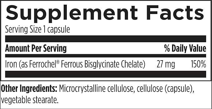 Designs for Health Ferrochel Chelated Iron - Highly-Absorbable Iron Supplement for Women & Men as Ferrous Bisglycinate Chelate - Iron Pills Safe for Pregnant Women & Teens (120 Vegan Iron Capsules)