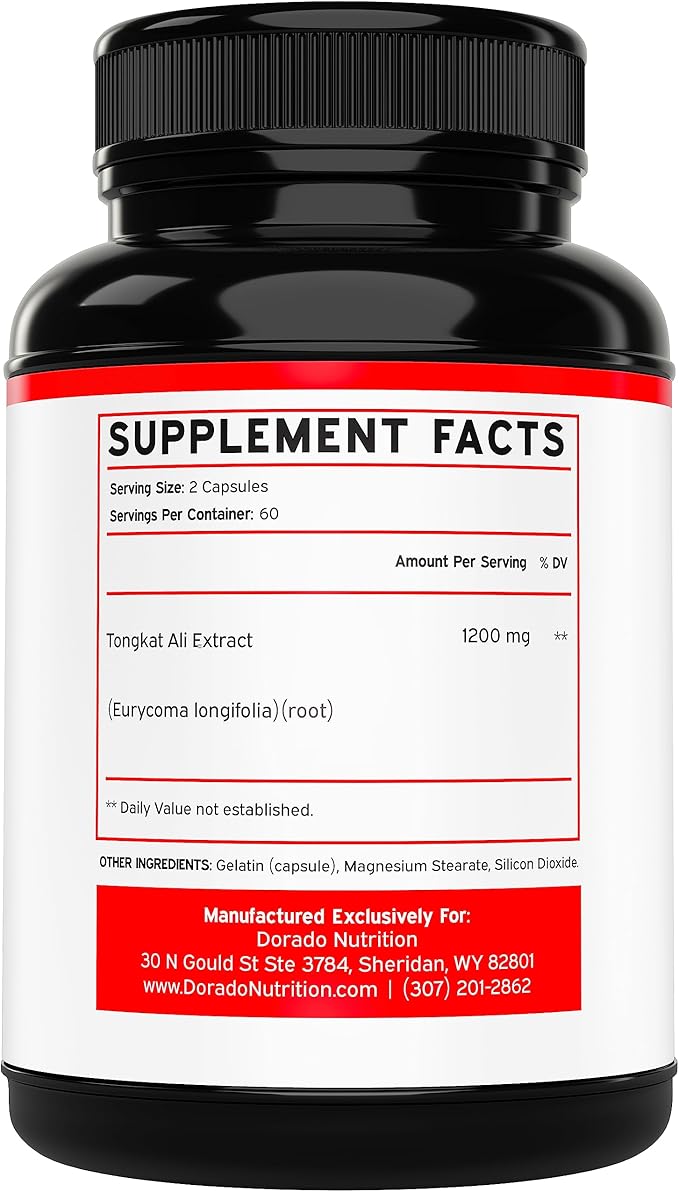 Tongkat Ali For Men (Longjack) Eurycoma 1200mg per (120 Capsules)