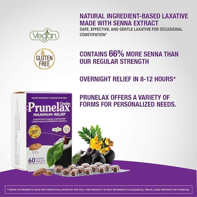 Prunelax Ciruelax Maximum Relief Laxative Tablets 60ct (Pack 5)