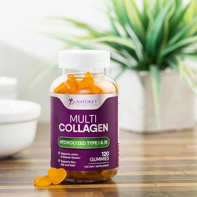 Collagen Gummies with 2500mcg Biotin, Vitamin 1 & 3 Collagen 120 Count