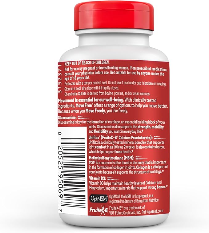 Move Free Advanced Glucosamine Chondroitin MSM D3 Joint 3x120ct Bottles (120 servings)*