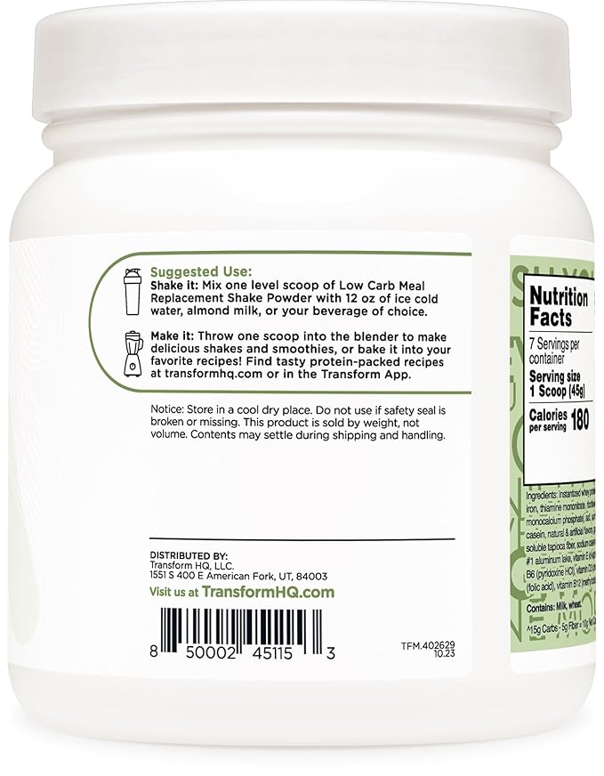 TransformHQ Meal Replacement Shake Powder 7 20G Protein