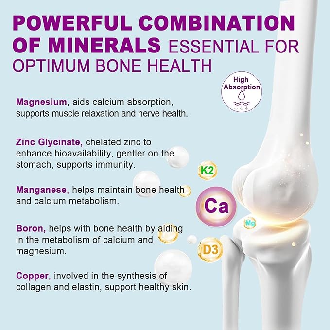 Sugar-Free Calcium Citrate Gummies 1000mg w/Vitamin D3 K2, Magnesium, Zinc, Boron, Manganese, Copper for Bone, Muscle & Immune, Ultimate Absorption Calcium Supplement for Women & Men - Vegan, 120 Cts