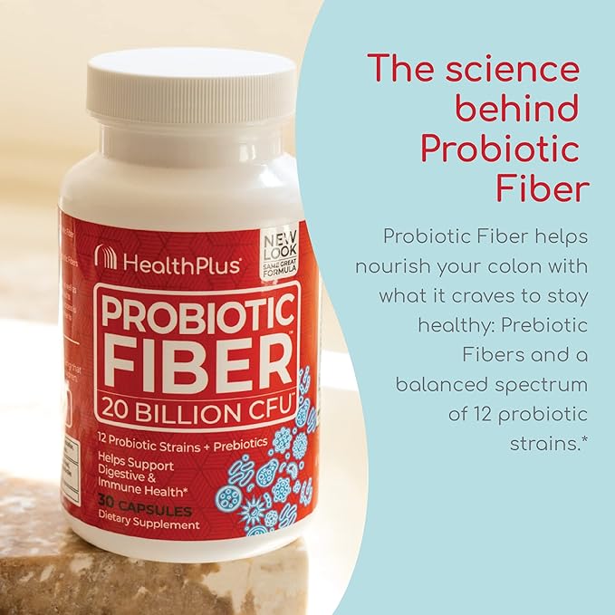 Health Plus Probiotic Fiber 30 Capsules, 30 Servings