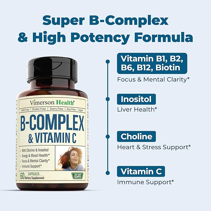 Vitamin B Complex with Vitamin C 8 High B1, B2, B2, B3, B3, B5, B5, B6, B6, B7, B7, Vitamin B12 +