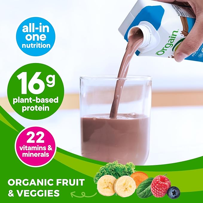 Orgain Organic Nutritional Vegan Protein Shake, 16g Plant 22 Vitamins 11 Fl 12)