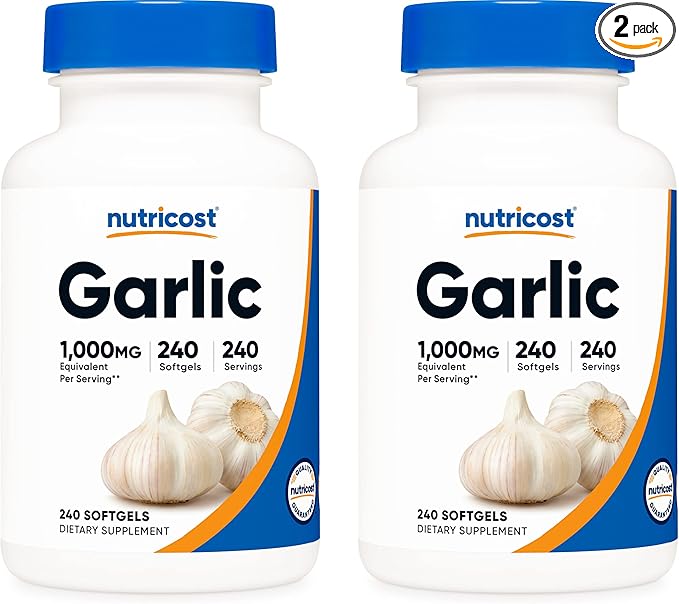 Nutricost Garlic 1000mg, 240 Softgels (2 Bottles)
