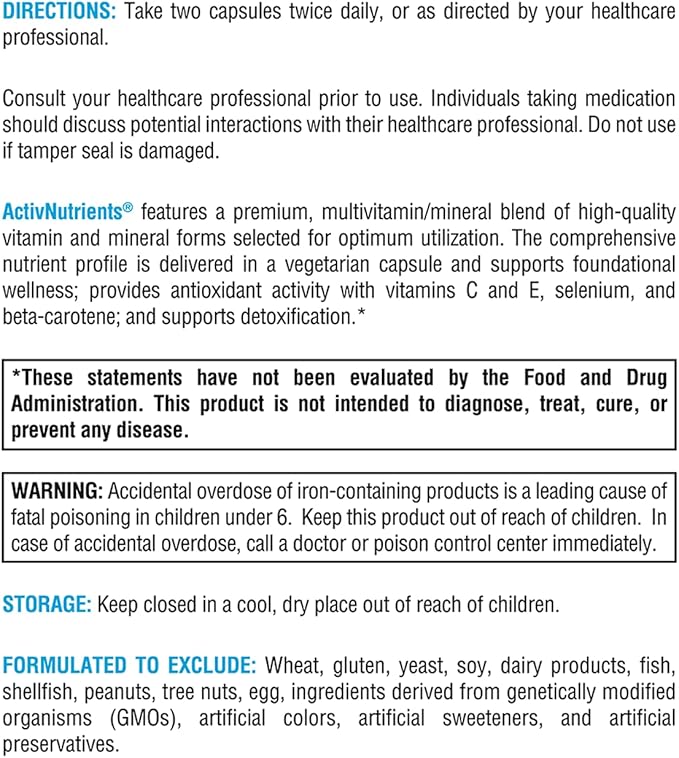 XYMOGEN ActivNutrients with Iron and Copper (240 Capsules)