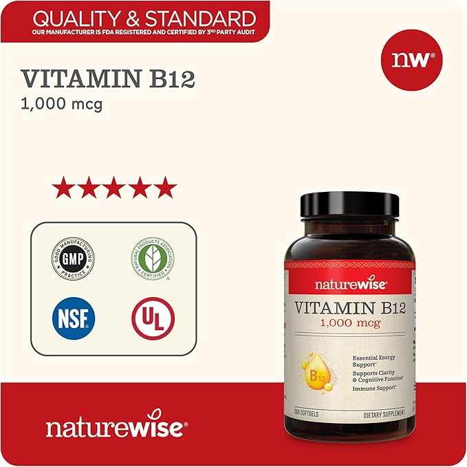 NatureWise Vitamin B12 1000mcg 360 Softgels D3 2000iu 2000iu 360 360 Count