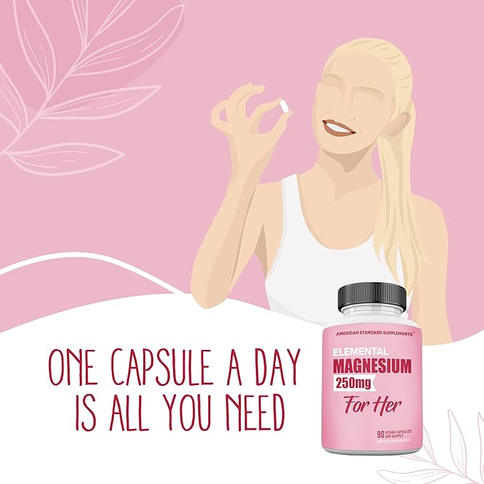 Magnesium Glycinate for Women, Elemental 250mg 90 Day