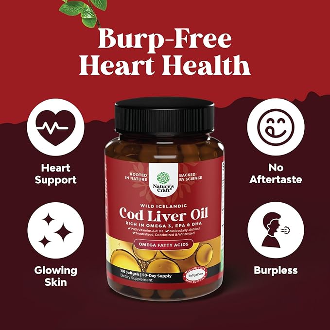 Icelandic Cod Liver Oil Softgels 3 Fish 1000mg per D3 &