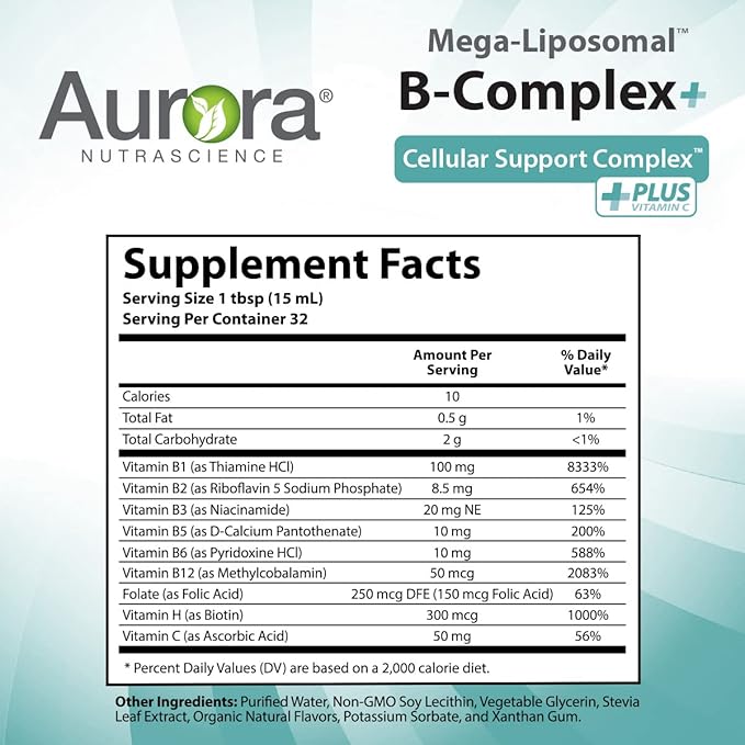 Aurora Nutrascience, Mega-Liposomal B-Complex + Vitamin 16 fl (480 mL)