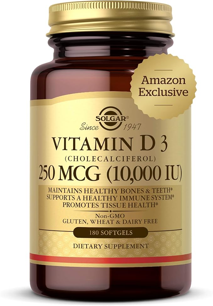 Solgar Vitamin D3 Cholecalciferol 250 MCG 10000 IU 180 Count