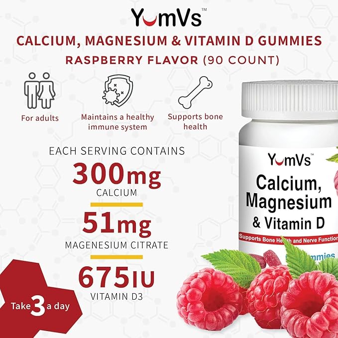 Yum-V Calcium, Magnesium, Vitamin D3 Gummies (90 Count) 2