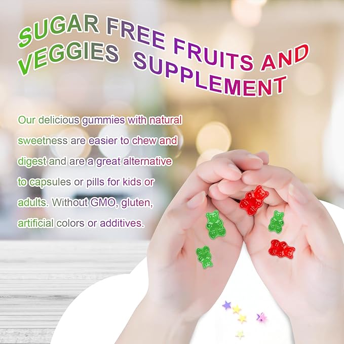 Sugar-Free Fruits and Veggies Gummies Supplement,