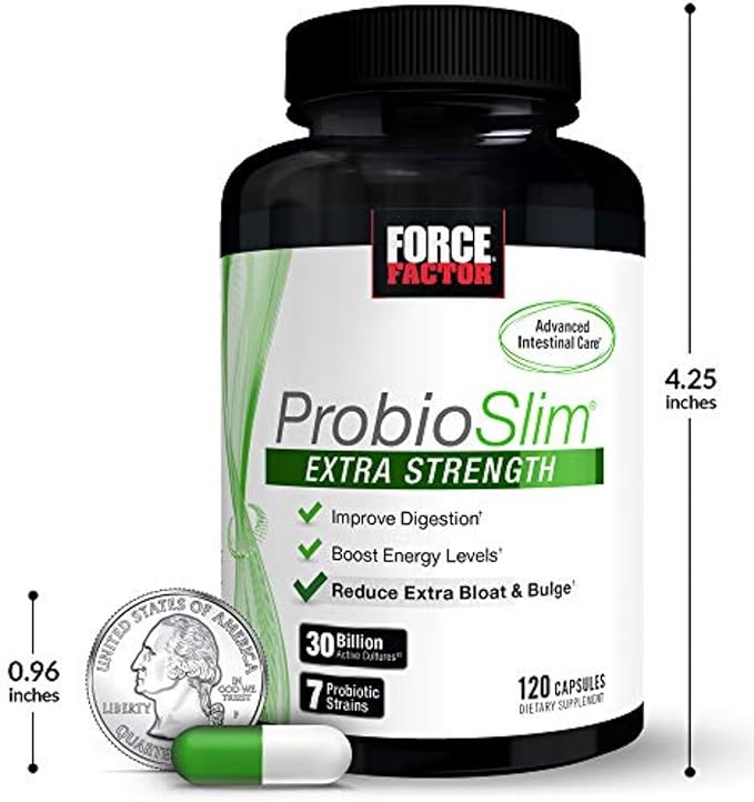 Force Factor ProbioSlim Extra Strength, Probiotic Supplement for Women and Men with 30 Billion CFUs and Green Tea Extract for Gut Health Support, Bloating and Gas Relief, 120 Count (Pack of 2)