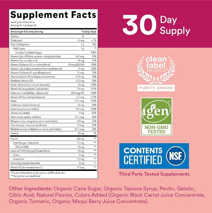 SmartyPants Teen Girl Multivitamin Gummies: Omega 3 Fish D3, B12, B12, Vitamin 120 Count (30 Day